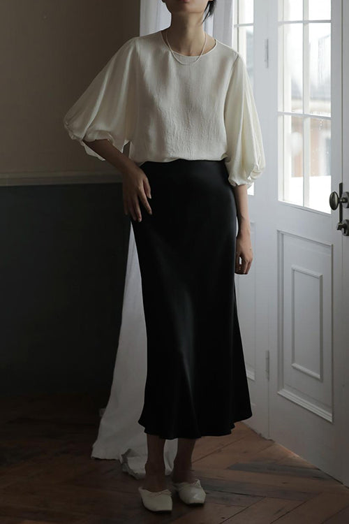Valenzora | Rosiedress High Waist Comfortable Satin Midi Skirt