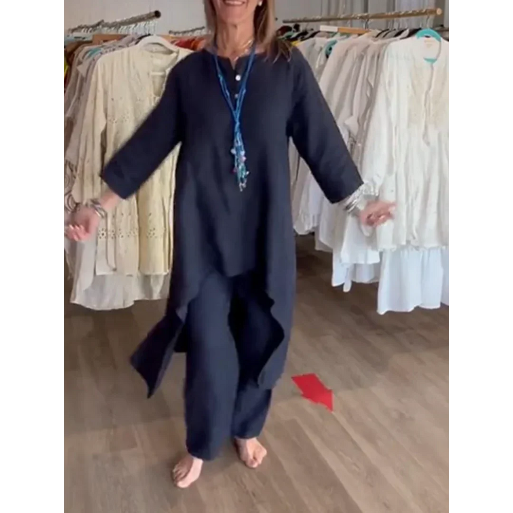 Valenzora | Solid color linen suit for women