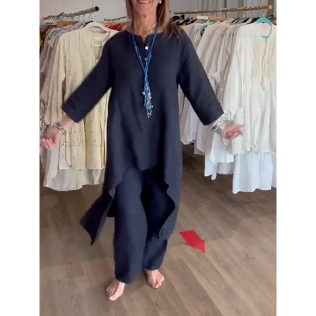 Valenzora | Solid color linen suit for women
