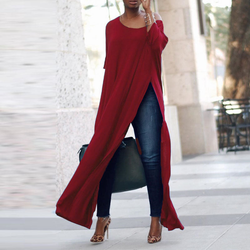 Valenzora | Solid color irregular sleeve dress