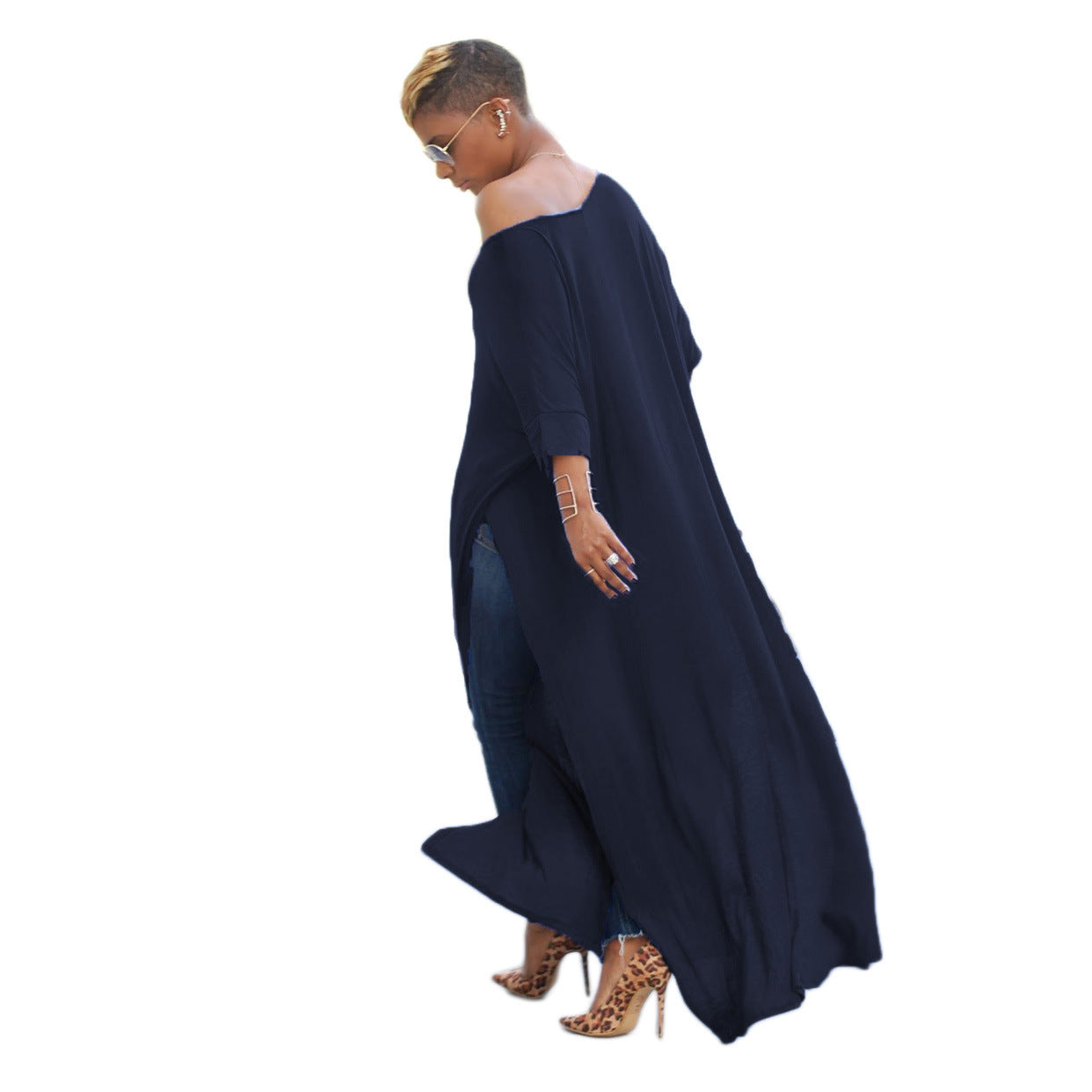 Valenzora | Solid color irregular sleeve dress