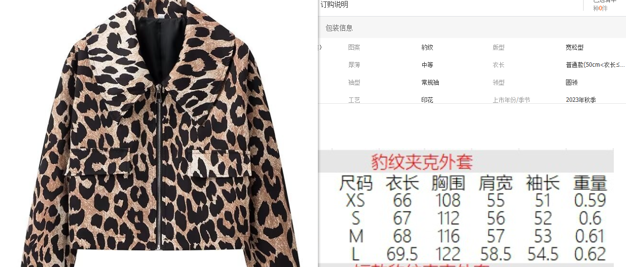 Valenzora | Leopard print round neck oversized jacket women's jackets