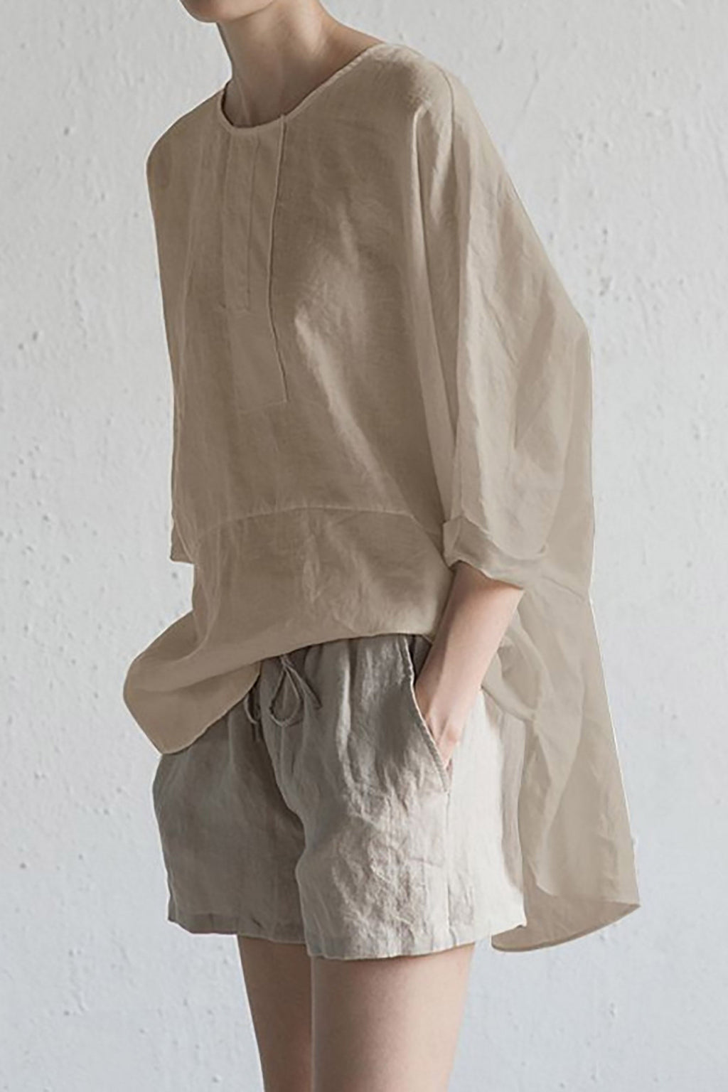 Valenzora | Stylischer Cardigan aus japanischem Leinen - Halbarm und Rundhalsausschnitt