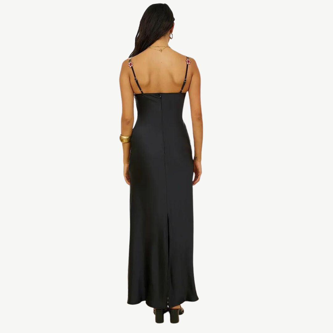 Valenzora | Embroidered satin dress