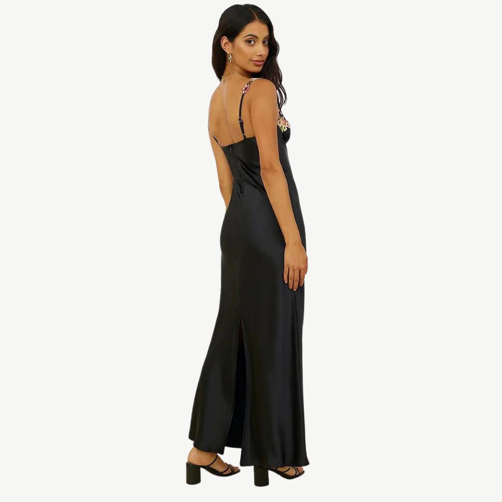 Valenzora | Embroidered satin dress