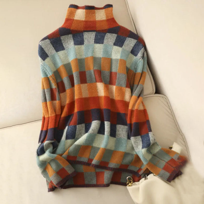 Valenzora | Bunter karierter Strickpullover