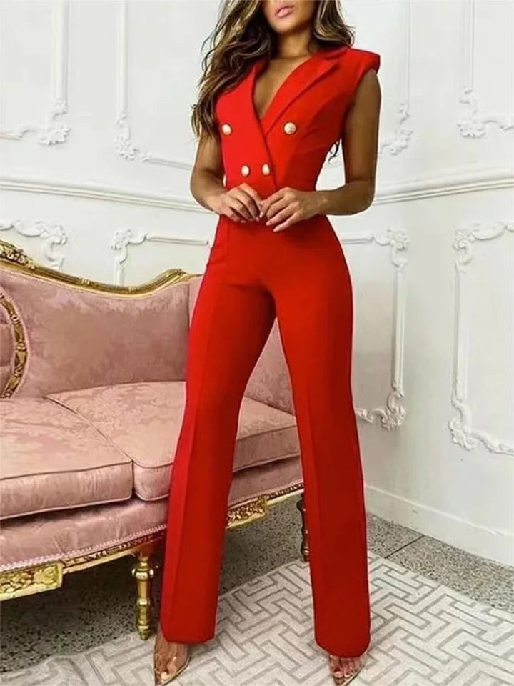 Valenzora | Jumpsuit with V-neck and houndstooth pattern