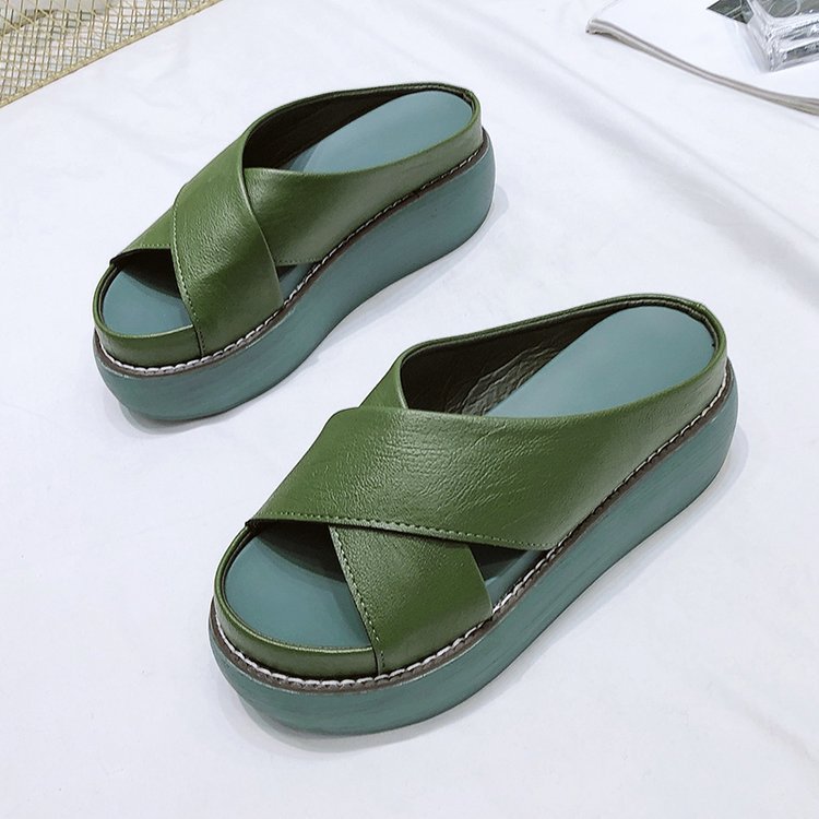 Women's Comfortable Platform Mules with Elegant Crossover Design Valenzora
