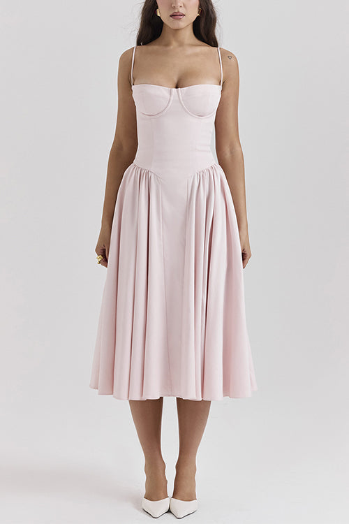 Valenzora | Rosiedress Spaghetti Strap Pocketed Corset Swing Midi Dress