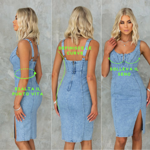 Valenzora | Denim dress with a fitted silhouette that ensures an elegant look