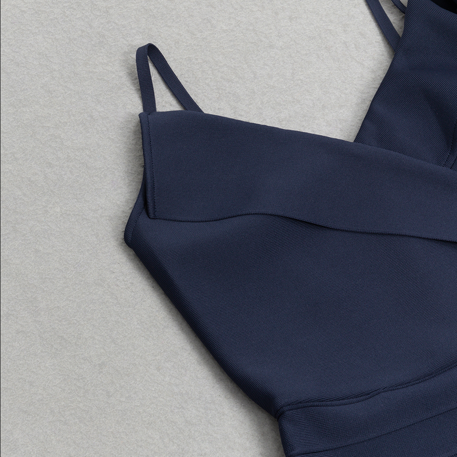 Midi dress with fold-over waistband | Blue