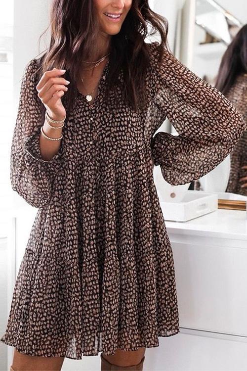 Valenzora | Rosiedress V-neck leopard swing mini dress