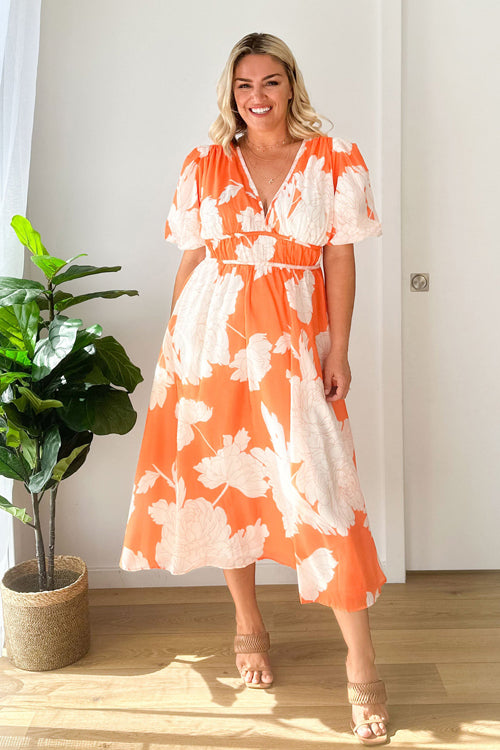 Valenzora | Real Love Print Puff Sleeve Maxi Dress