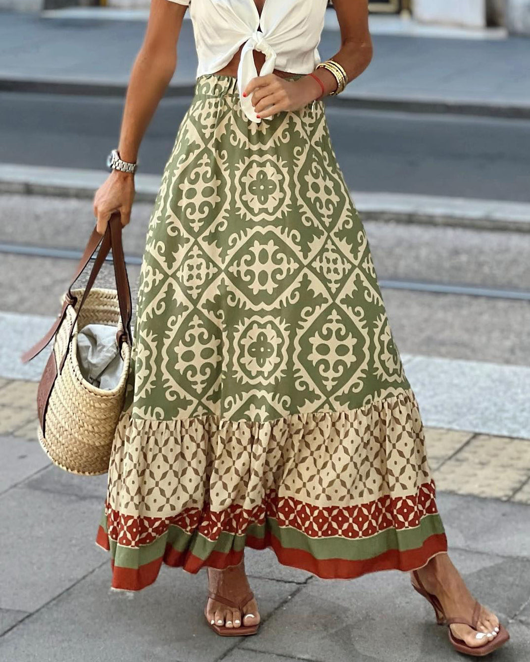 Valenzora | Boho long skirt with print
