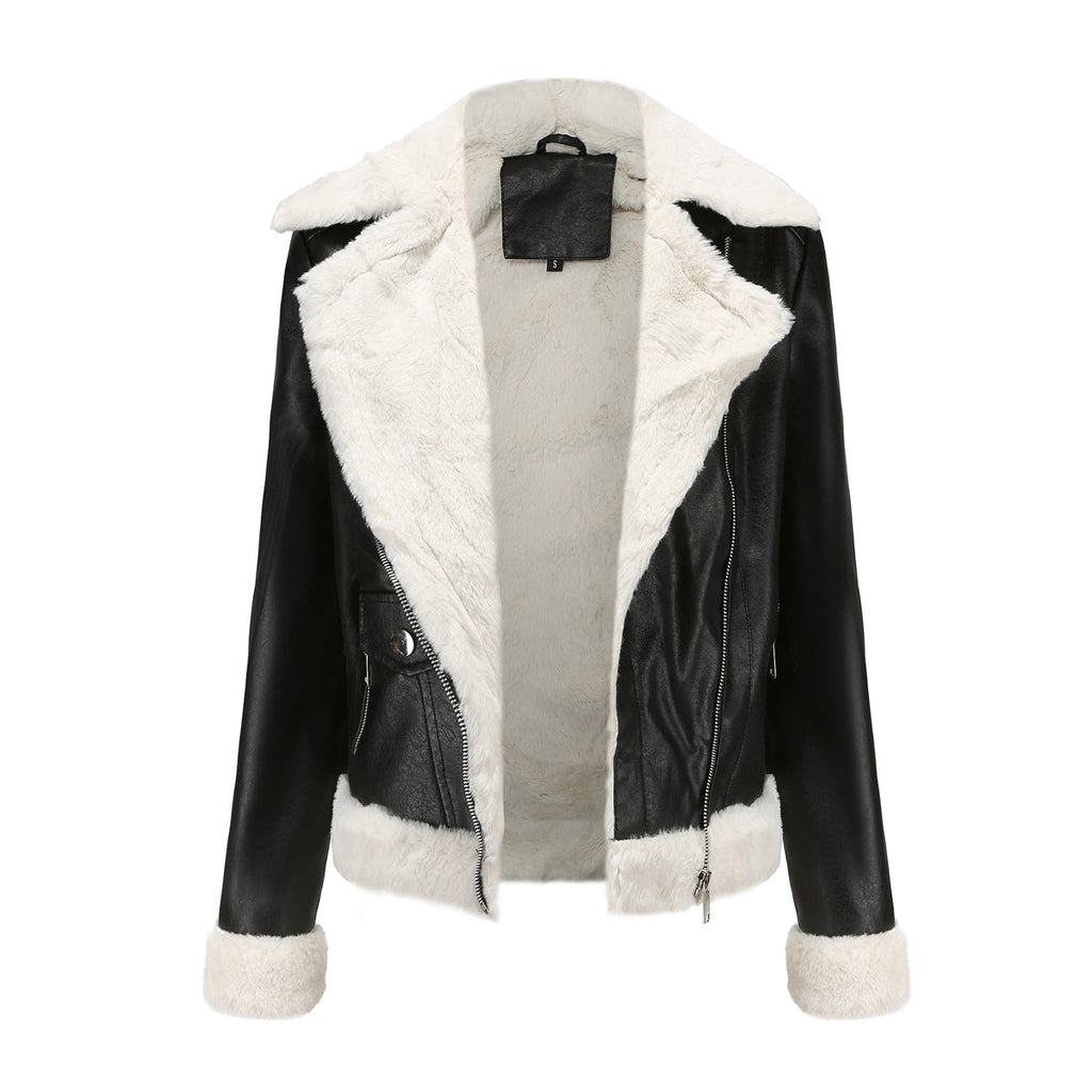 Valenzora | Winter leather jacket with fleece lining