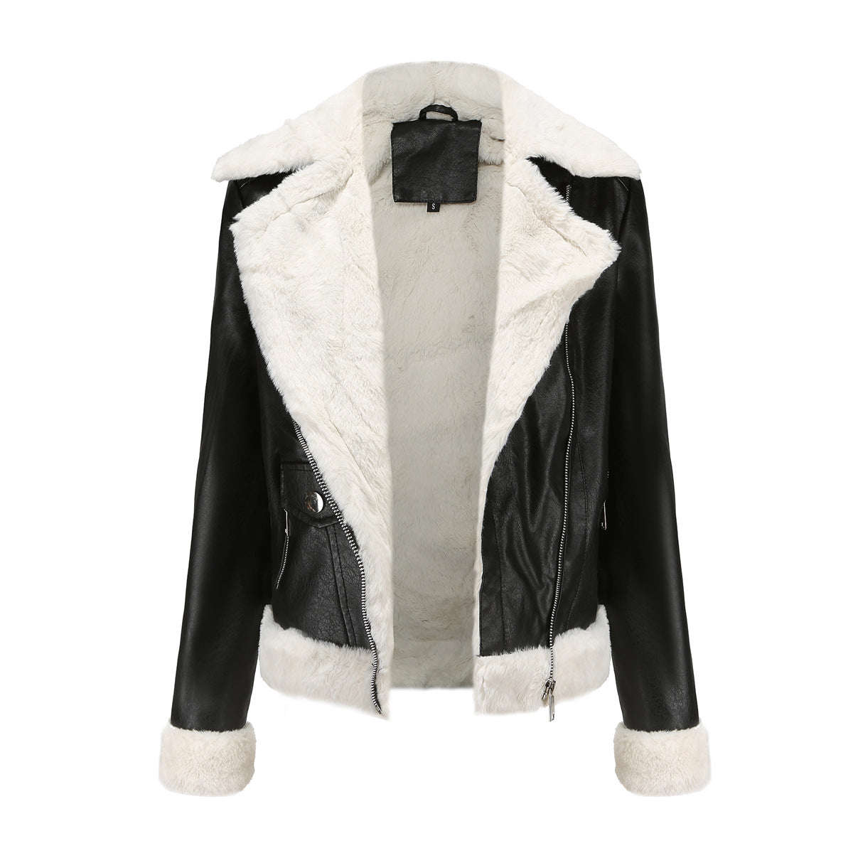 Valenzora | Winter leather jacket with fleece lining