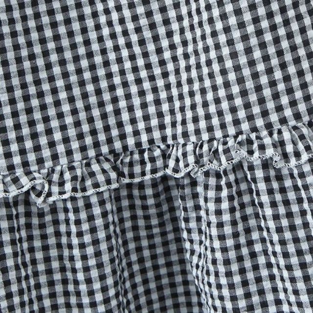 Valenzora | Tiered gingham midi skirt with ruffle detail