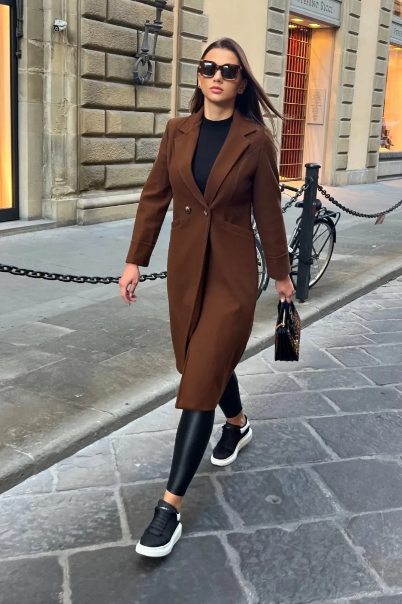 Valenzora | Classic long trench coat with