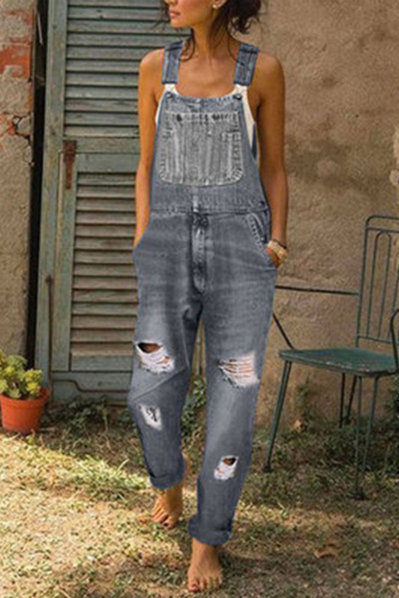 Valenzora | Fashion Lässige Einfarbige Geraffte Loose Denim