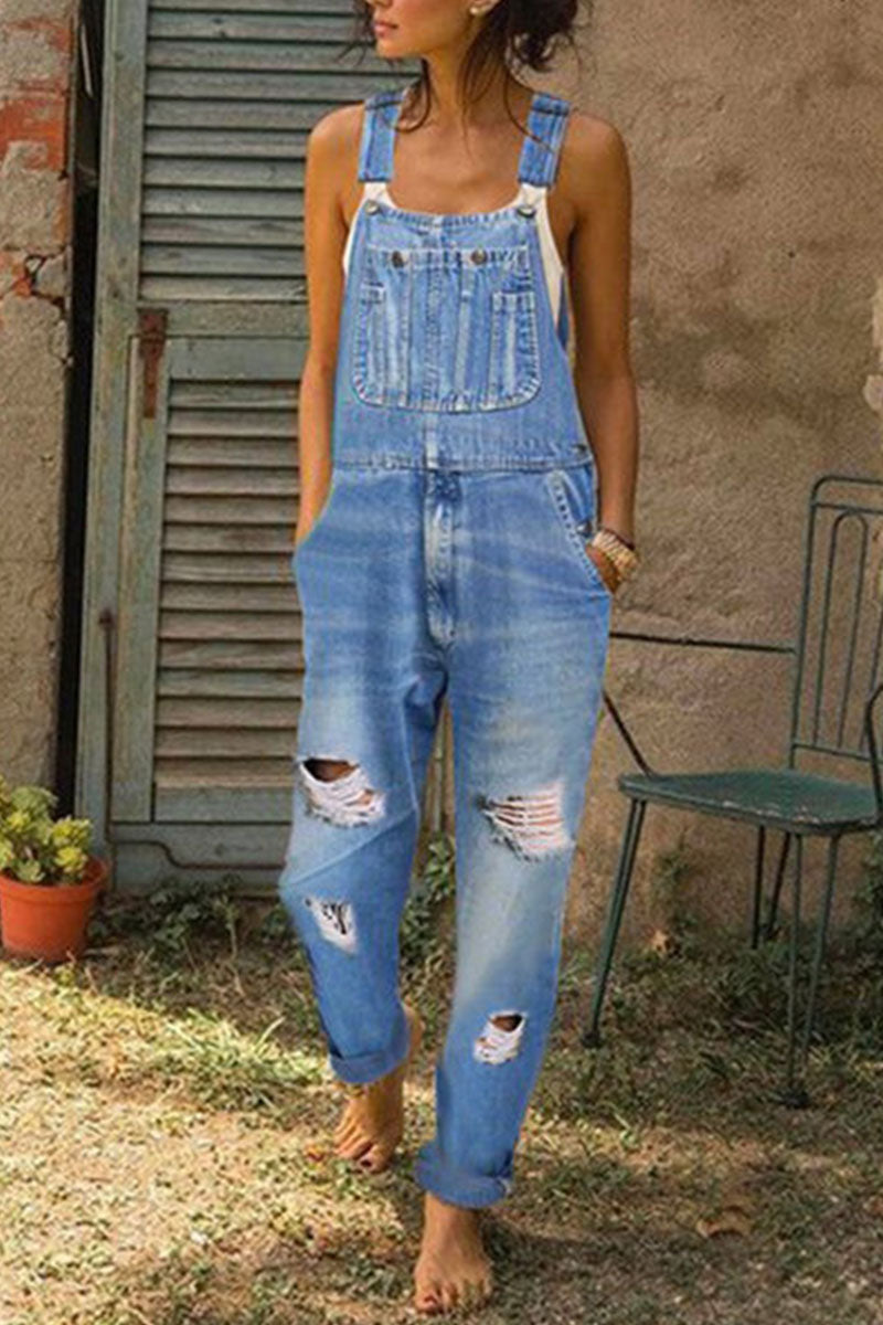 Valenzora | Fashion Lässige Einfarbige Geraffte Loose Denim