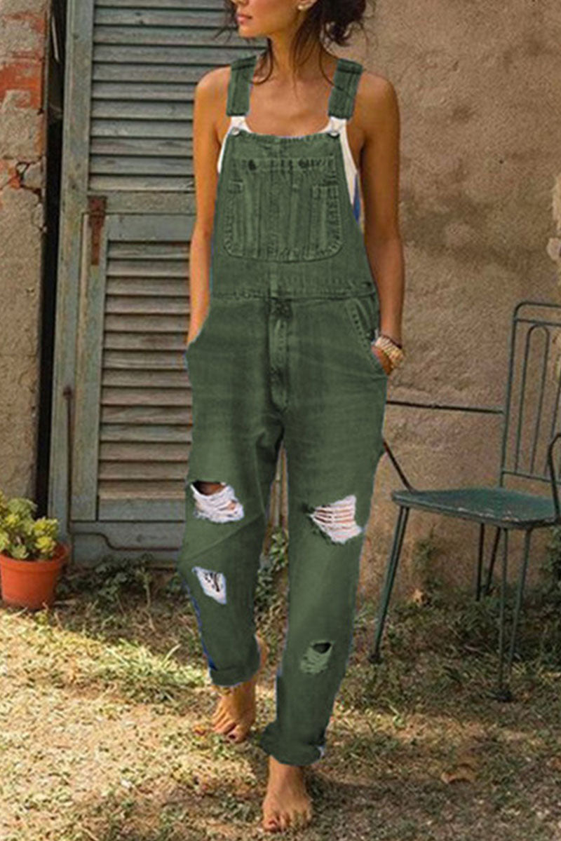 Valenzora | Fashion Lässige Einfarbige Geraffte Loose Denim