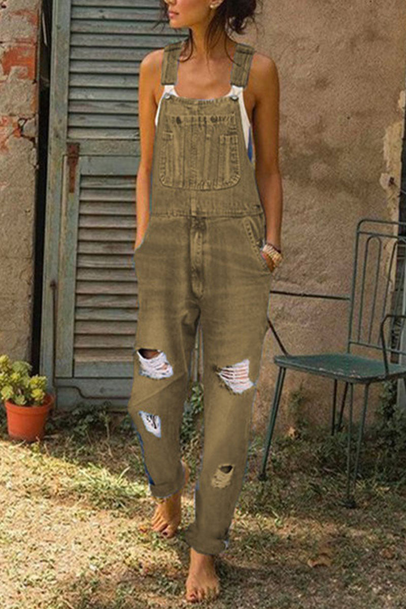 Valenzora | Fashion Lässige Einfarbige Geraffte Loose Denim