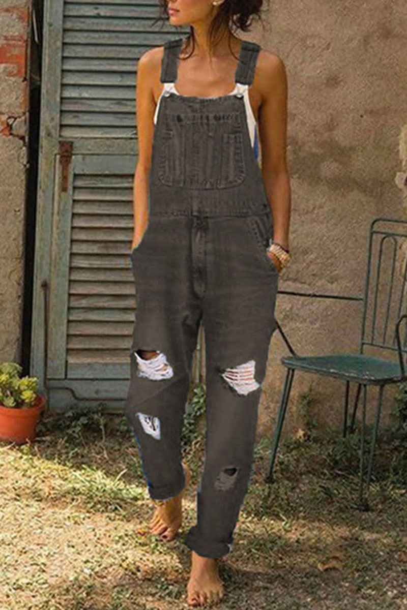 Valenzora | Fashion Lässige Einfarbige Geraffte Loose Denim