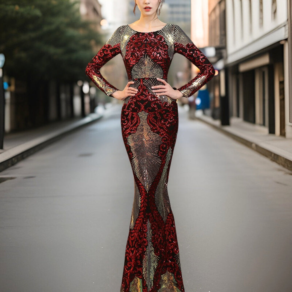 Valenzora - High-quality, backless sequined dress
