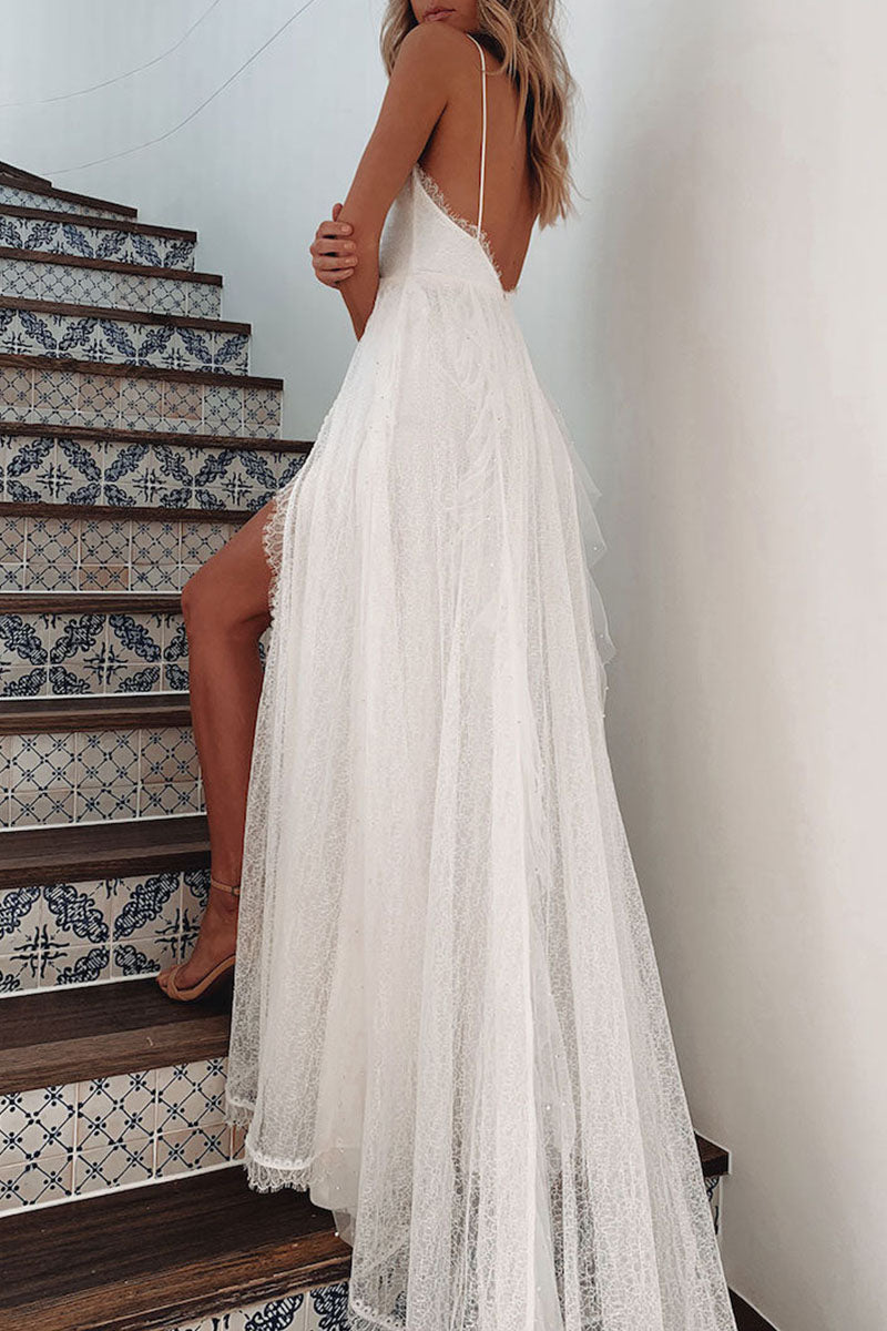 Valenzora | Fashion Sexy Solid Patchwork V-Neck Irregular Dresses