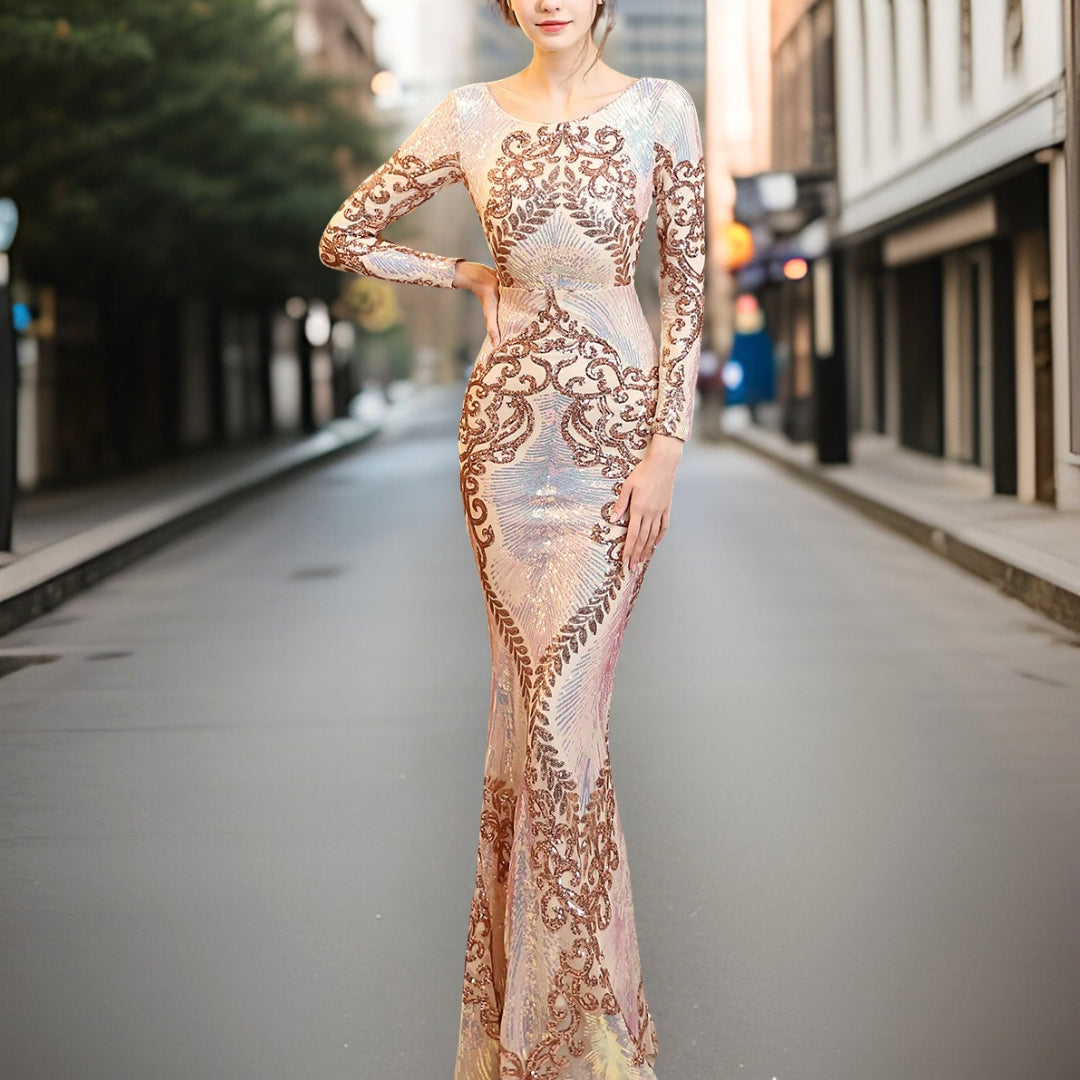 Valenzora - High-quality, backless sequined dress