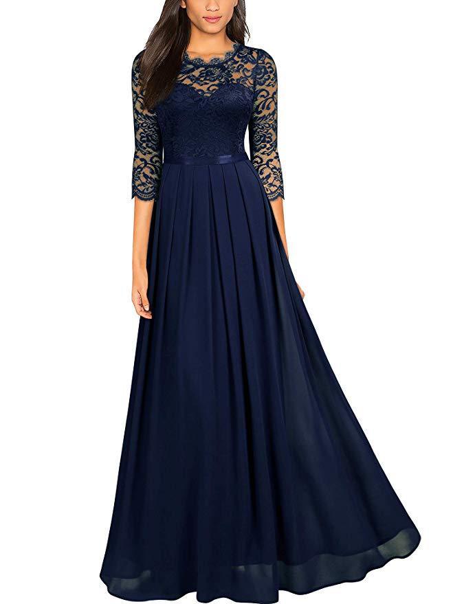 Valenzora | Elegant chiffon dress with lace inserts for bridesmaids