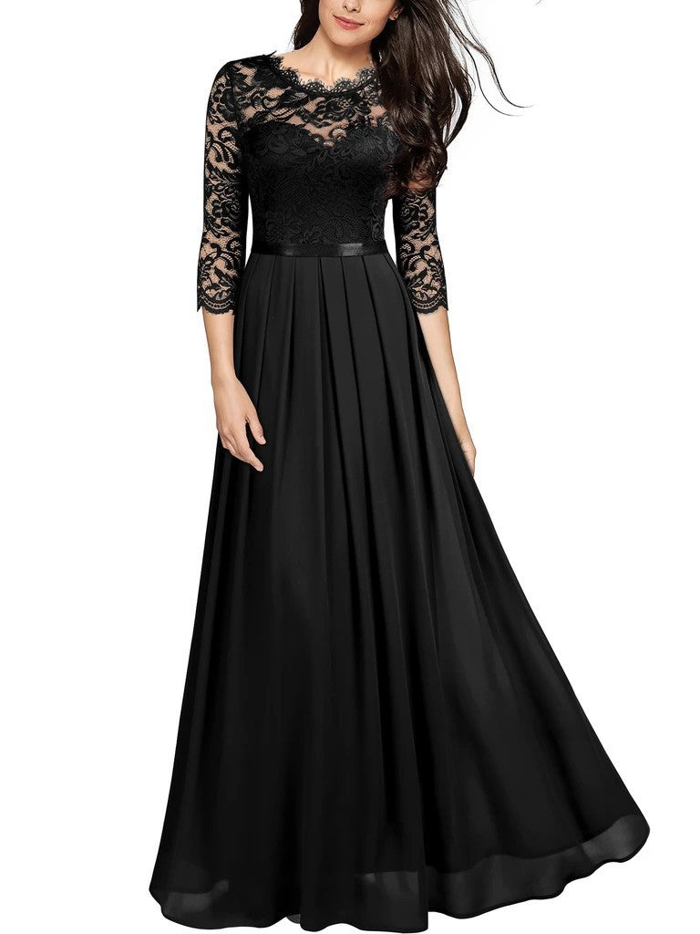 Valenzora | Elegant chiffon dress with lace inserts for bridesmaids