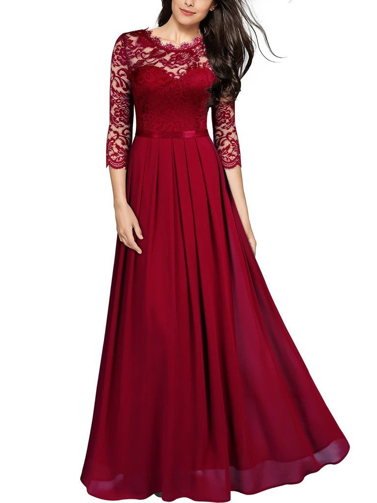 Valenzora | Elegant chiffon dress with lace inserts for bridesmaids