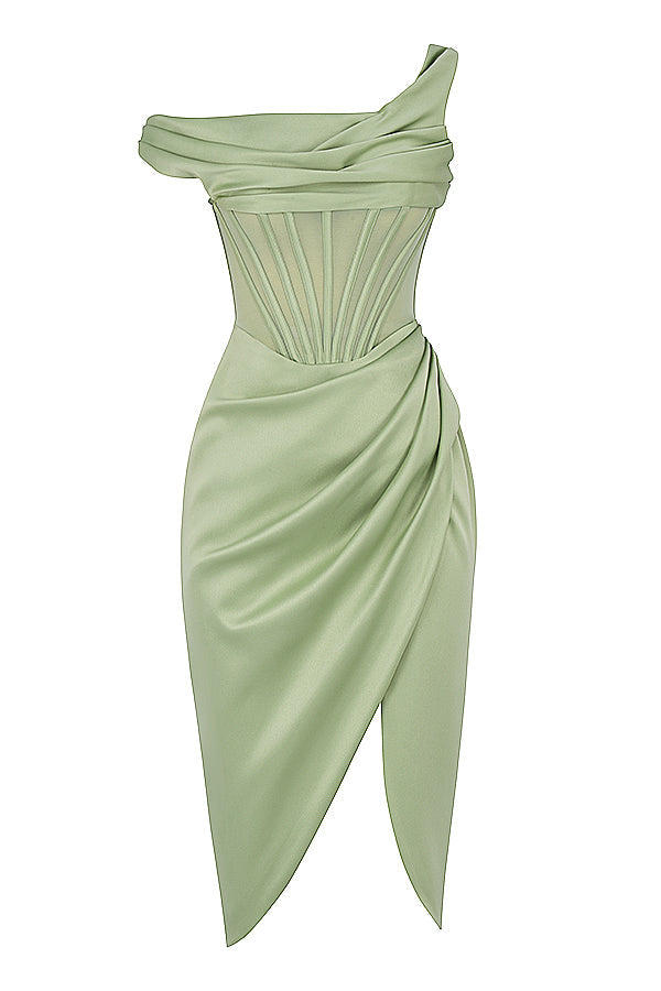 Valenzora | Asymmetrisch drapiertes Midi-Korsettkleid