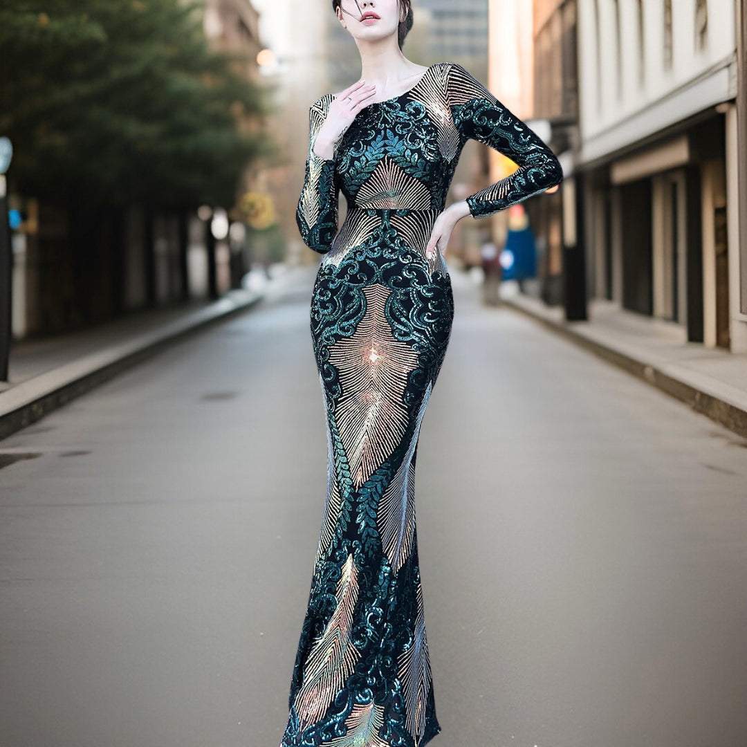 Valenzora - High-quality, backless sequined dress