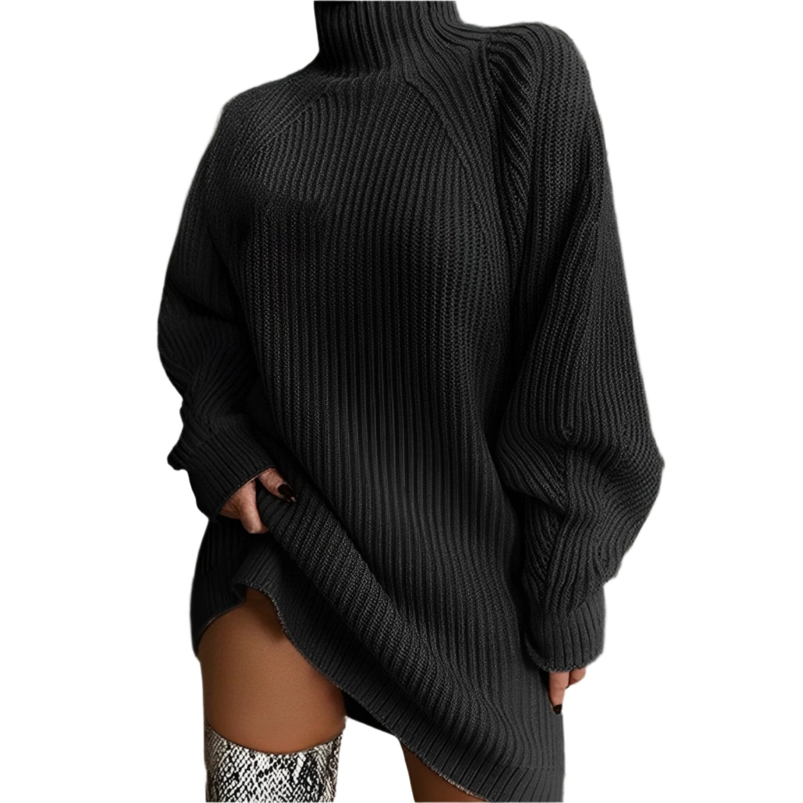Valenzora | Warm knitted dress with roll neck