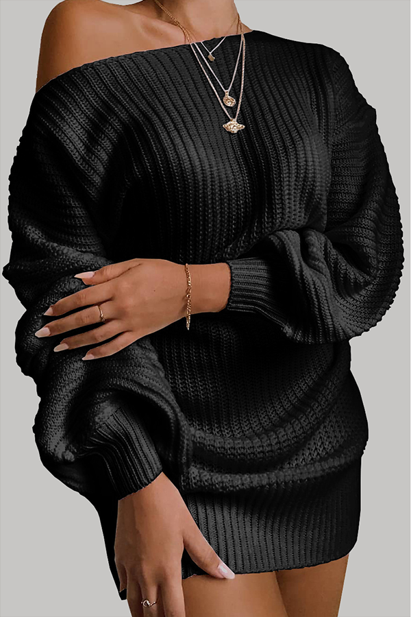 Valenzora | Casual autumn off-the-shoulder knit dress for women