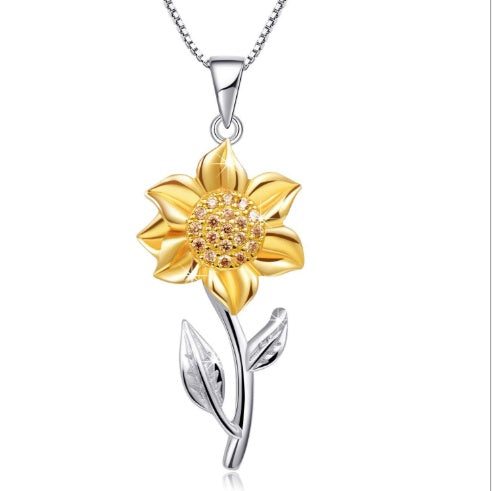Valenzora | Gold Necklace Made of Sterling Silver with Sunflower