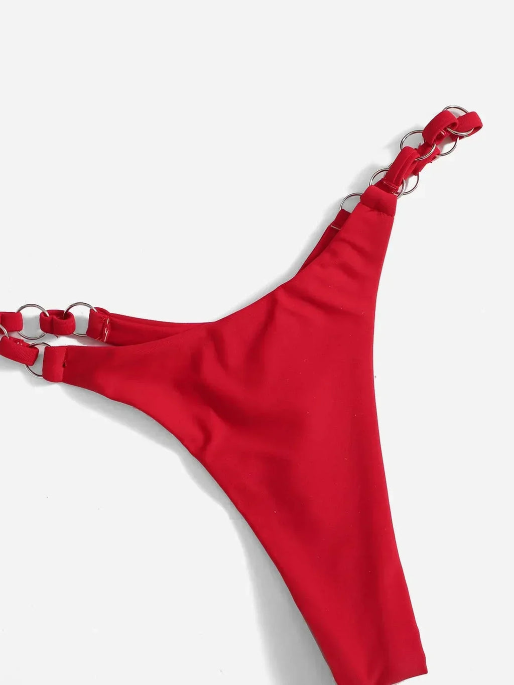 Valenzora | Red Halter Triangle Bikini with Ring Detail for Women