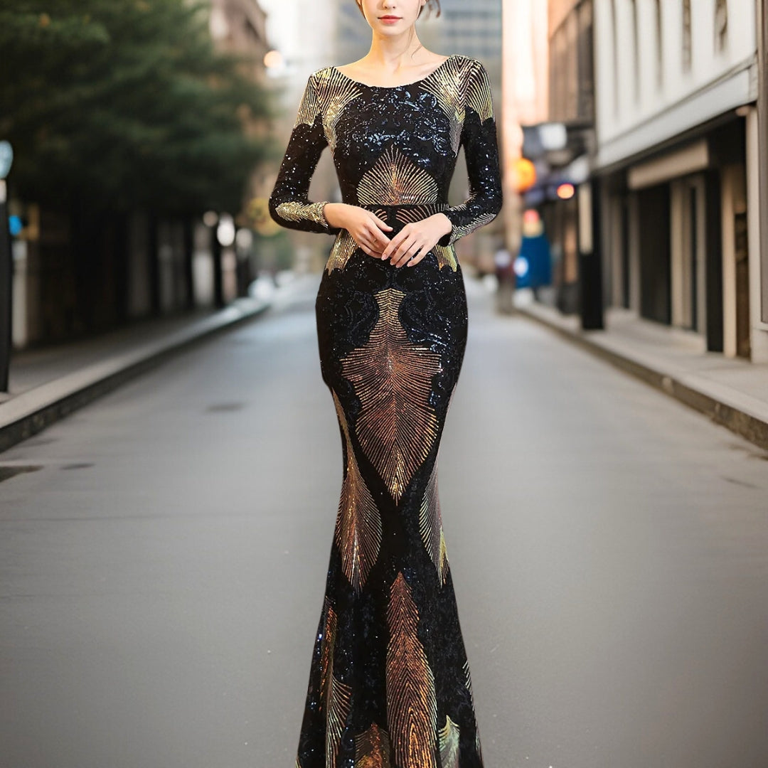 Valenzora - High-quality, backless sequined dress