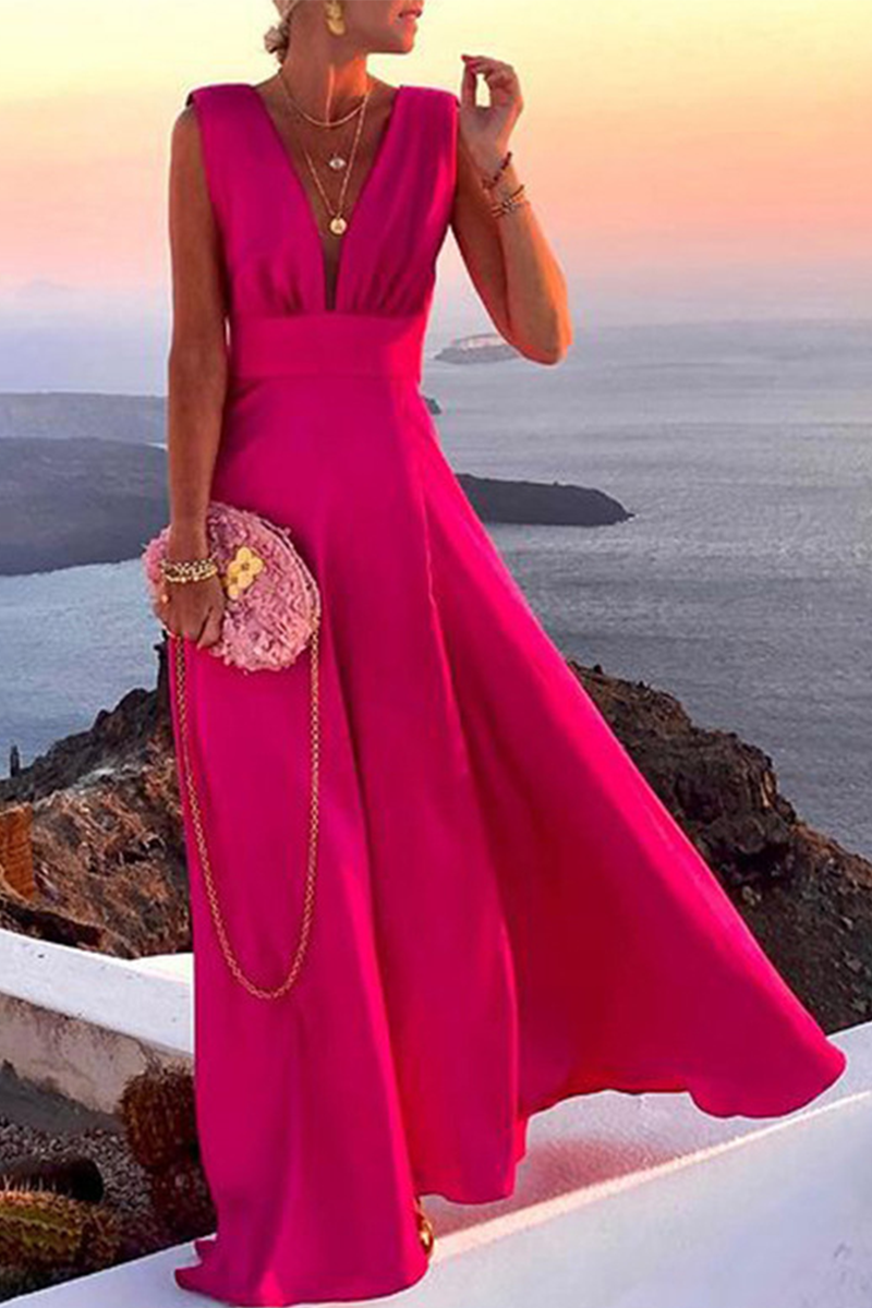 Valenzora | Solid color dress with slit and cake skirt shape