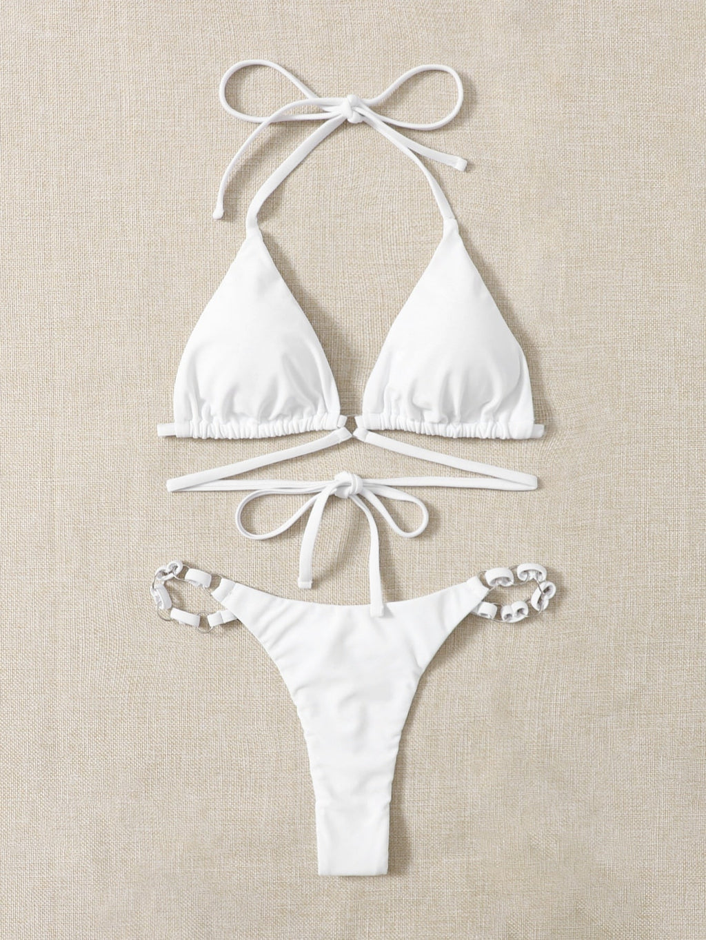 Valenzora | Red Halter Triangle Bikini with Ring Detail for Women