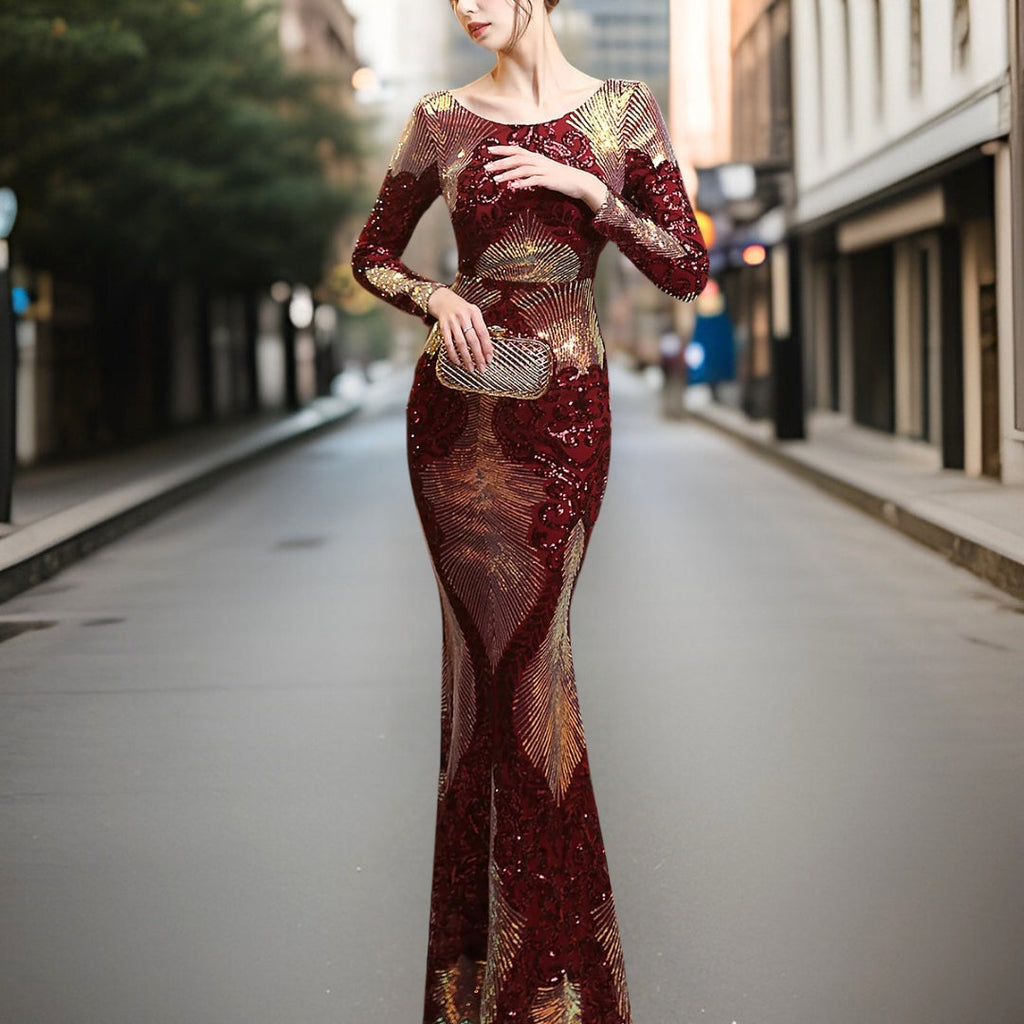 Valenzora - High-quality, backless sequined dress