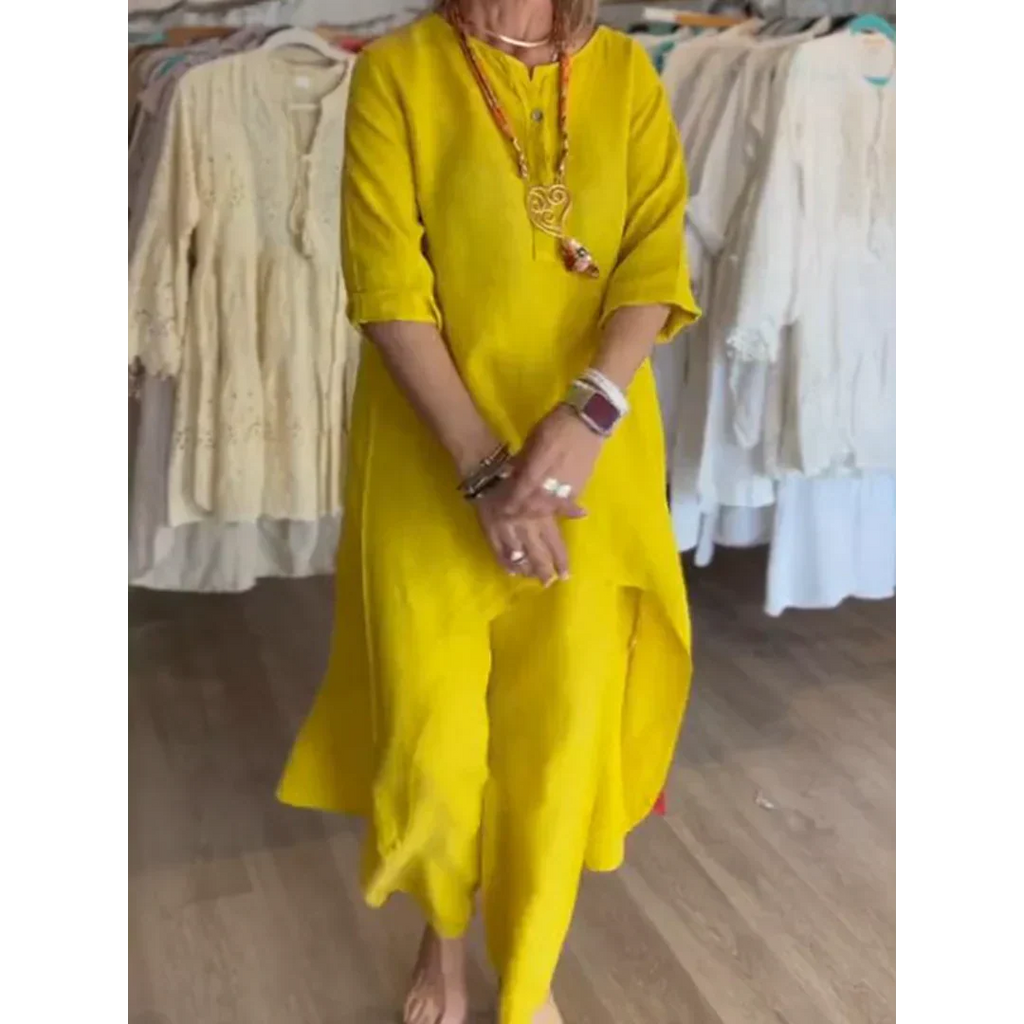 Valenzora | Solid color linen suit for women