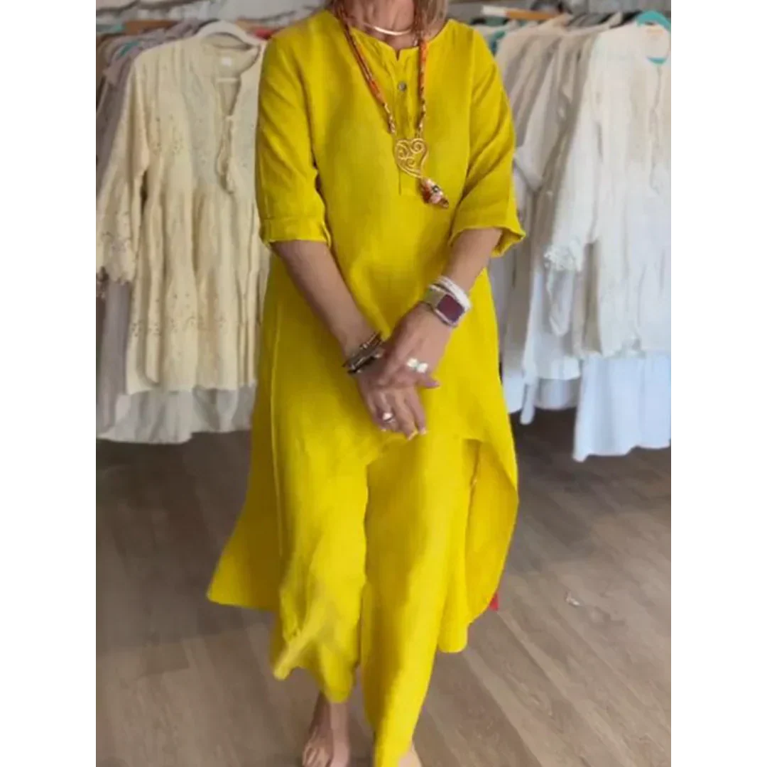 Valenzora | Solid color linen suit for women
