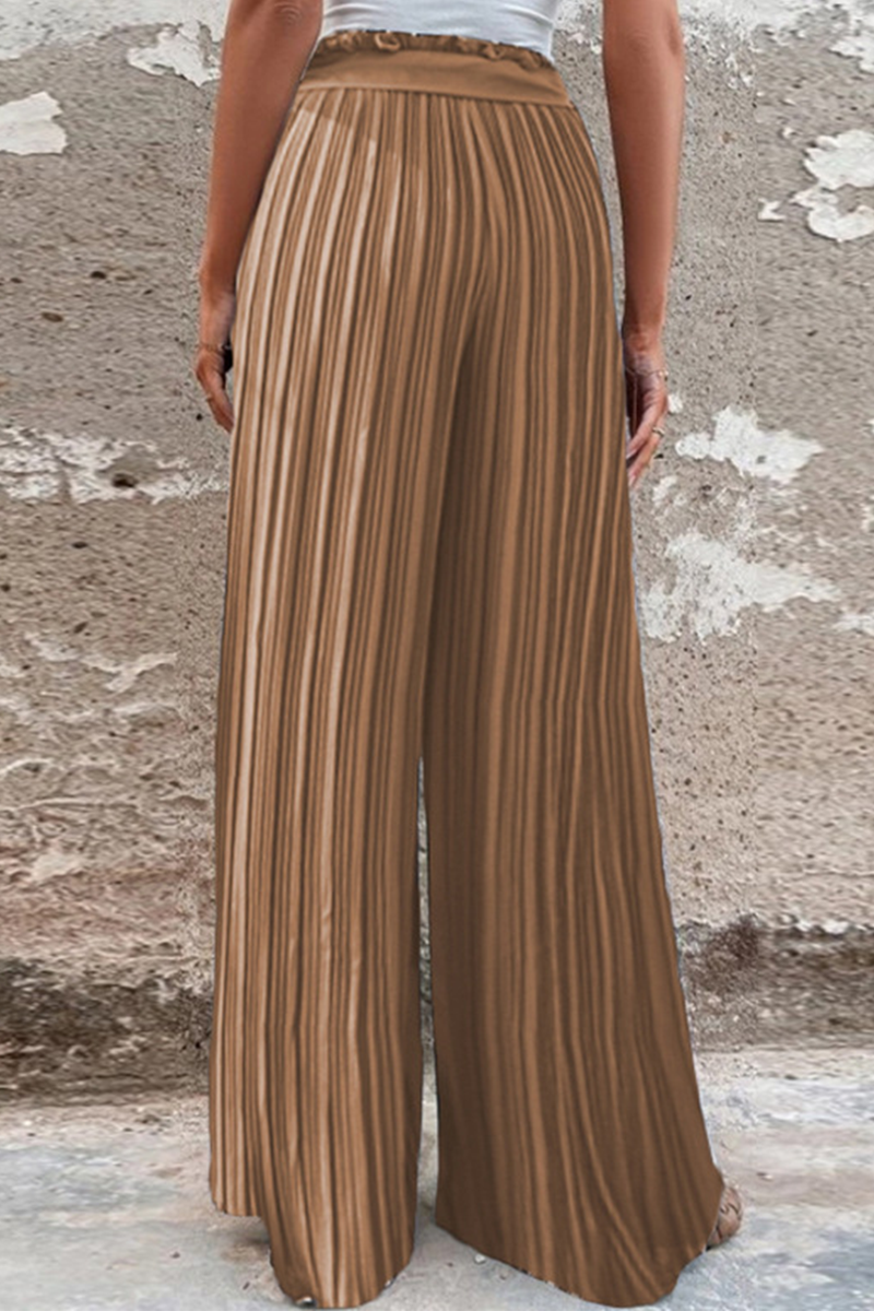 Valenzora | Fashion Solid Color Pleated Loose Mid Waist Wide Leg Solid Color Pants - 4 Colors