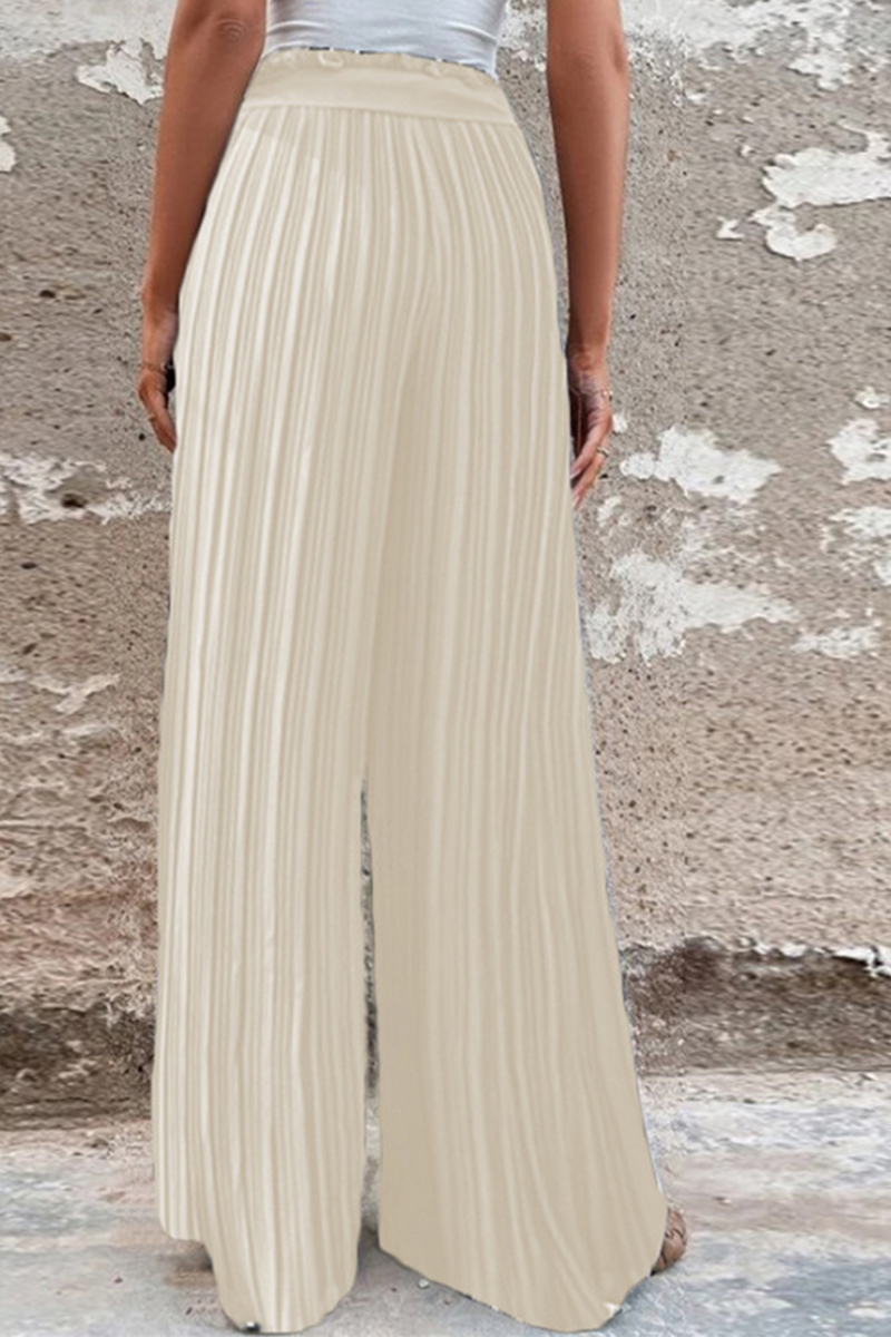 Valenzora | Fashion Solid Color Pleated Loose Mid Waist Wide Leg Solid Color Pants - 4 Colors