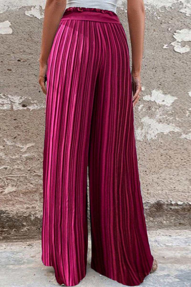 Valenzora | Fashion Solid Color Pleated Loose Mid Waist Wide Leg Solid Color Pants - 4 Colors