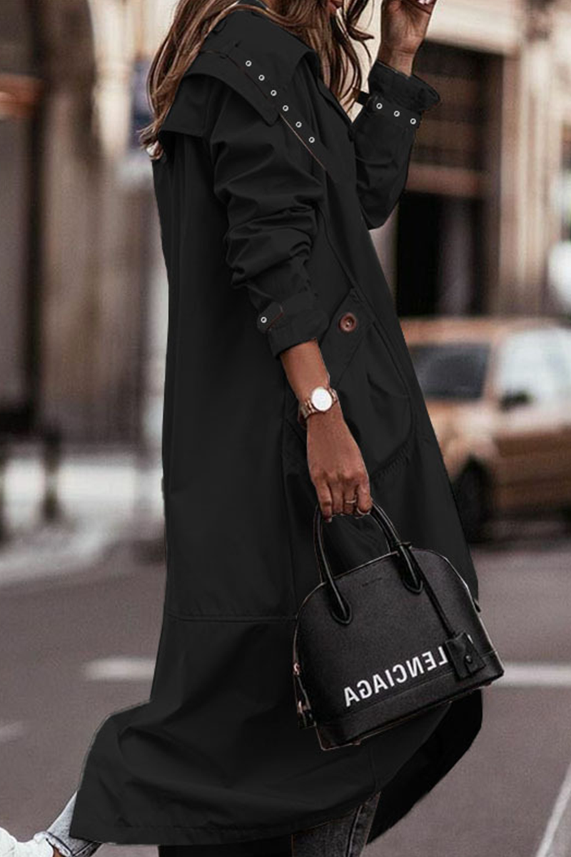 Valenzora | Casual Solid Patchwork Skirt Collar Outerwear