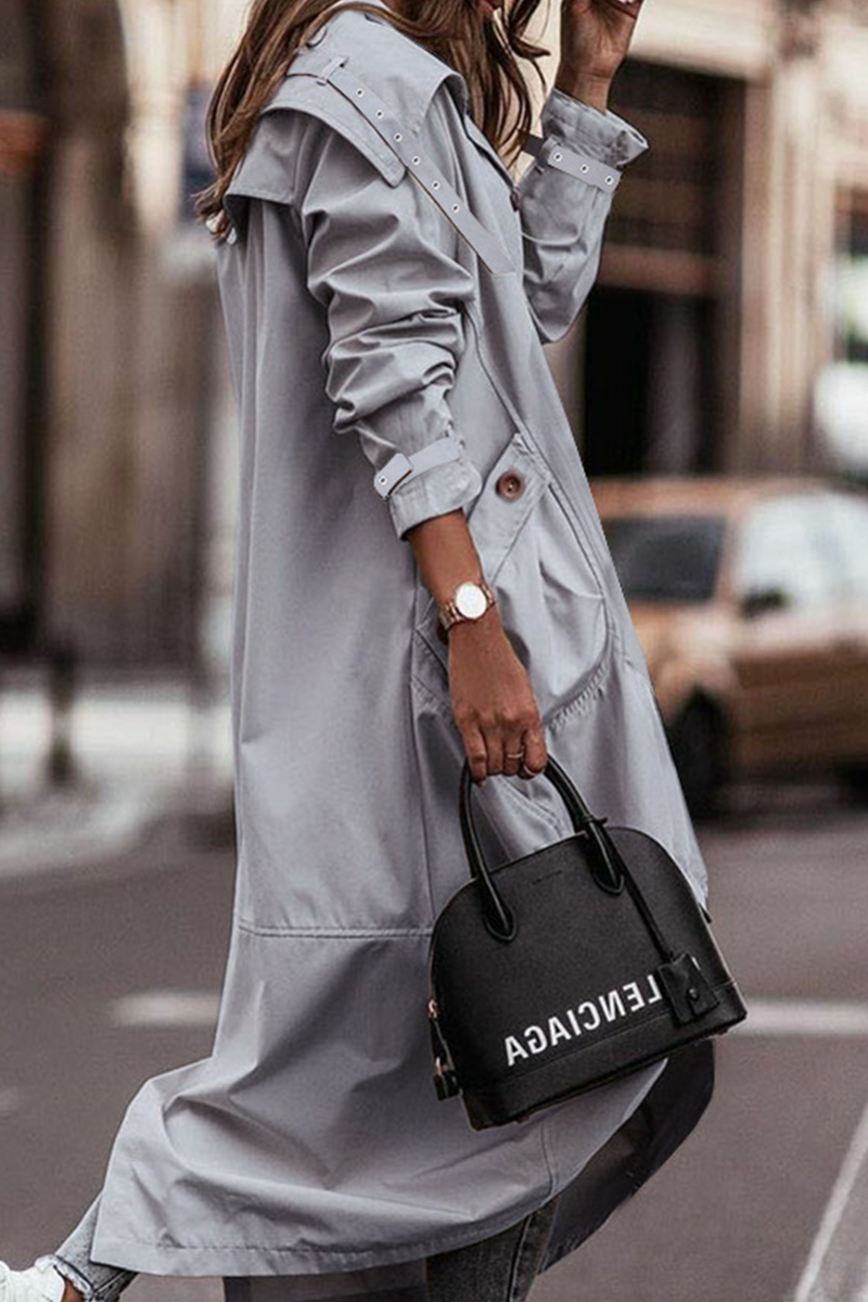 Valenzora | Casual Solid Patchwork Skirt Collar Outerwear